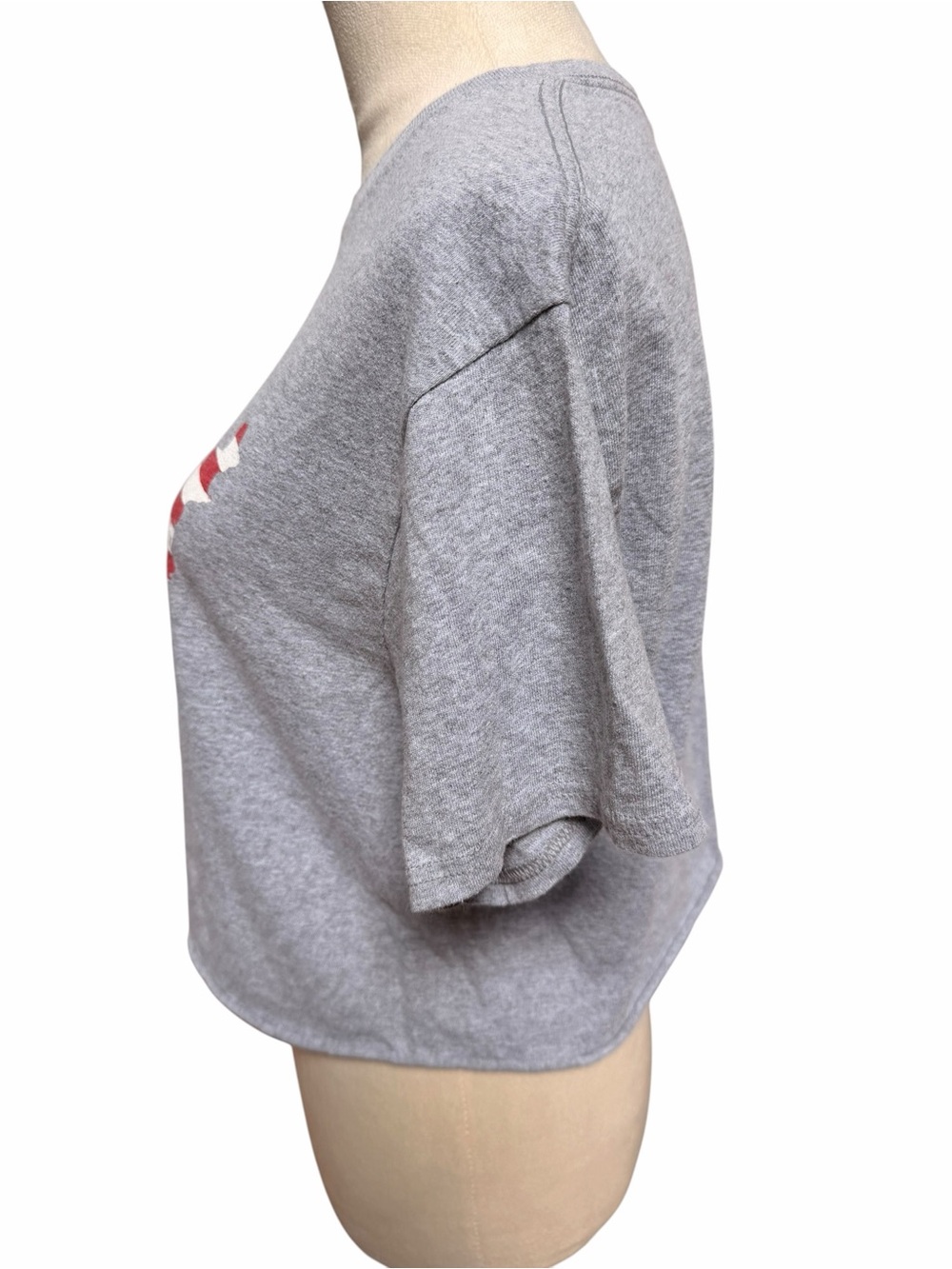 American Flag USA Crop Top Gray Adult Medium - Picture 5 of 9